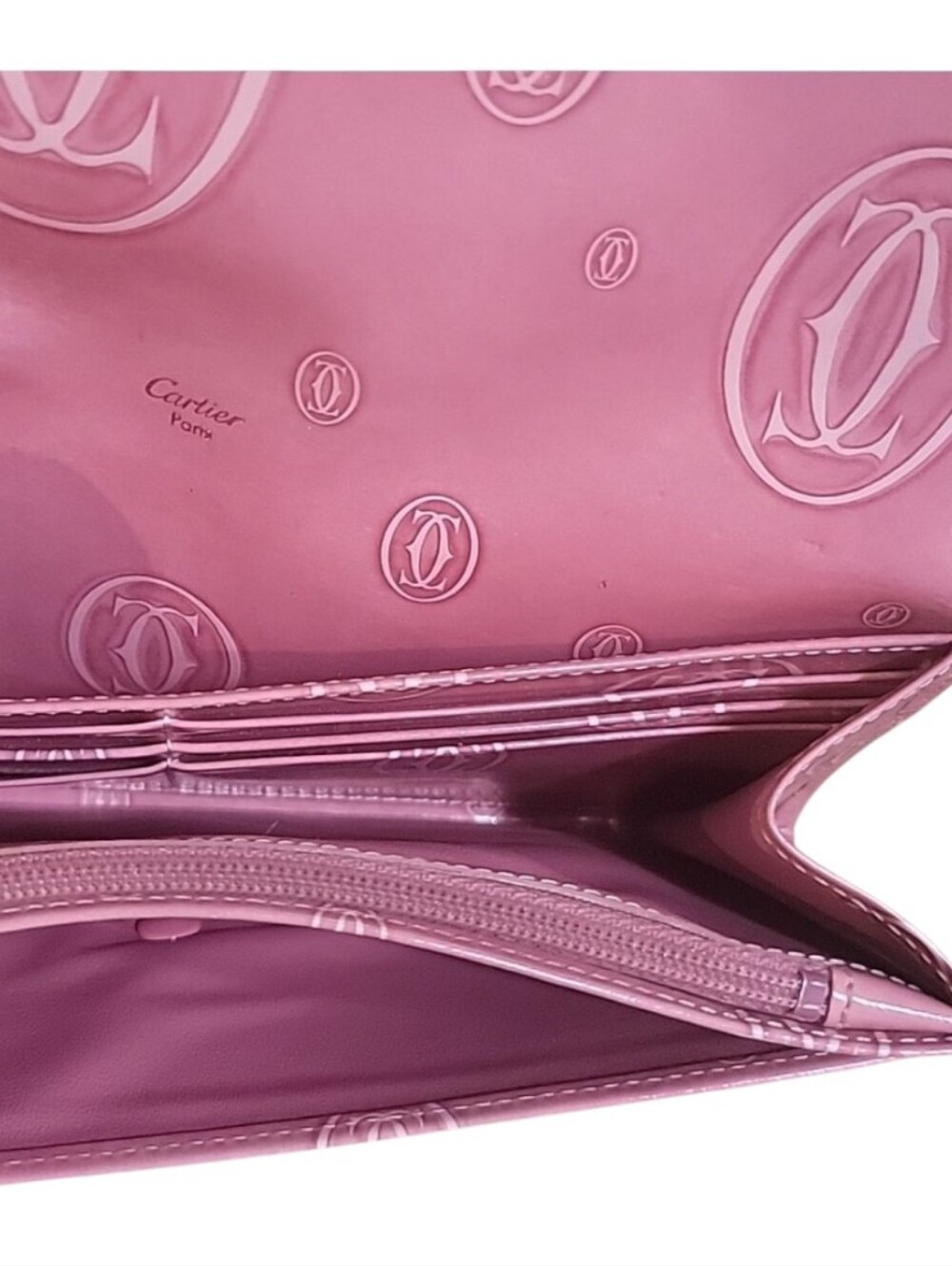 Cartier Pink Patent Leather Happy Birthday Continental Wallet Authentic - Picture 11 of 13